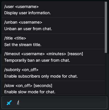 Commands menu